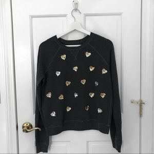 Abercrombie & Fitch Grey Sequin Hearts Sweatshirt